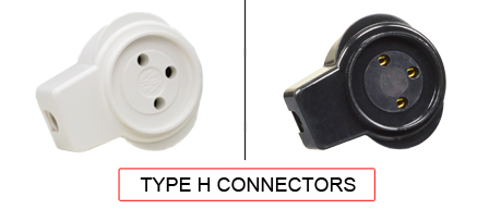 TYPE H Connectors are used in the following Countries:
<br>
Primary Country known for using TYPE H connectors is Israel.
<br>Additional Countries that use TYPE H plugs is Gaza Strip.

<br><font color="yellow">*</font> Additional Type H Electrical Devices:

<br><font color="yellow">*</font> <a href="https://internationalconfig.com/icc6.asp?item=TYPE-H-PLUGS" style="text-decoration: none">Type H Plugs</a> 

<br><font color="yellow">*</font> <a href="https://internationalconfig.com/icc6.asp?item=TYPE-H-OUTLETS" style="text-decoration: none">Type H Outlets</a> 

<br><font color="yellow">*</font> <a href="https://internationalconfig.com/icc6.asp?item=TYPE-H-POWER-CORDS" style="text-decoration: none">Type H Power Cords</a> 

<br><font color="yellow">*</font> <a href="https://internationalconfig.com/icc6.asp?item=TYPE-H-POWER-STRIPS" style="text-decoration: none">Type H Power Strips</a>

<br><font color="yellow">*</font> <a href="https://internationalconfig.com/icc6.asp?item=TYPE-H-ADAPTERS" style="text-decoration: none">Type H Adapters</a>

<br><font color="yellow">*</font> <a href="https://internationalconfig.com/worldwide-electrical-devices-selector-and-electrical-configuration-chart.asp" style="text-decoration: none">Worldwide Selector. All Countries by TYPE.</a>

<br>View examples of TYPE H connectors below.